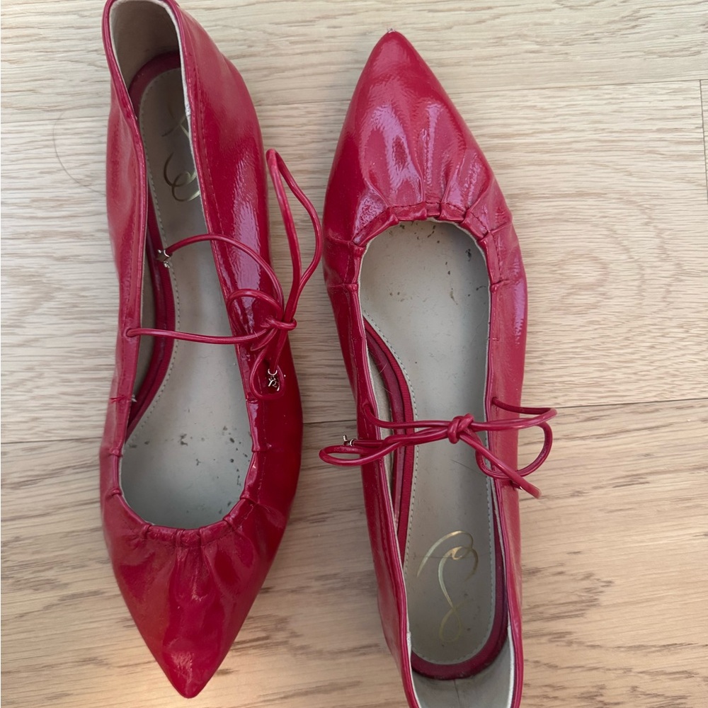 Sam Edelman Red Flats with Bow Detail - Picture 1 of 4
